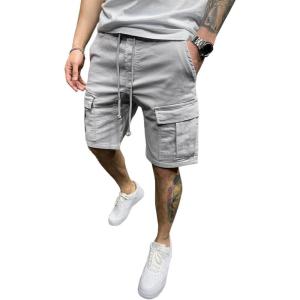 imageCHARTOU Mens Summer Lightweight Drawstring Waist MultiPocket Cargo Walk ShortsGrey
