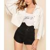imageCHARTOU Womens Chic Button Down Tassel Fringe Denim Jean Cropped JacketWhite