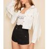 imageCHARTOU Womens Chic Button Down Tassel Fringe Denim Jean Cropped JacketWhite
