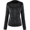 imageCHARTOU Womens Retro PU Faux Leather Biker Moto Jacket Coat with Detachable HoodBlack
