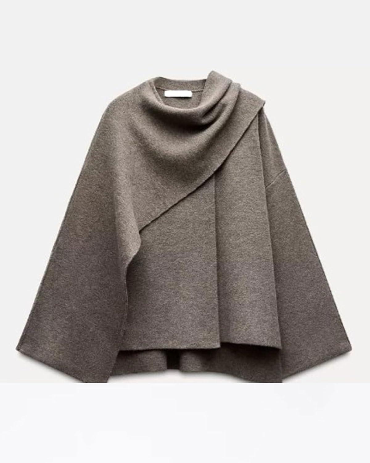 imageCHARTOU Women Large Cross Front Cape Shawl Cardigan Coat Elegant Knit Wrap Cloak Sweater Poncho JacketDark Brown