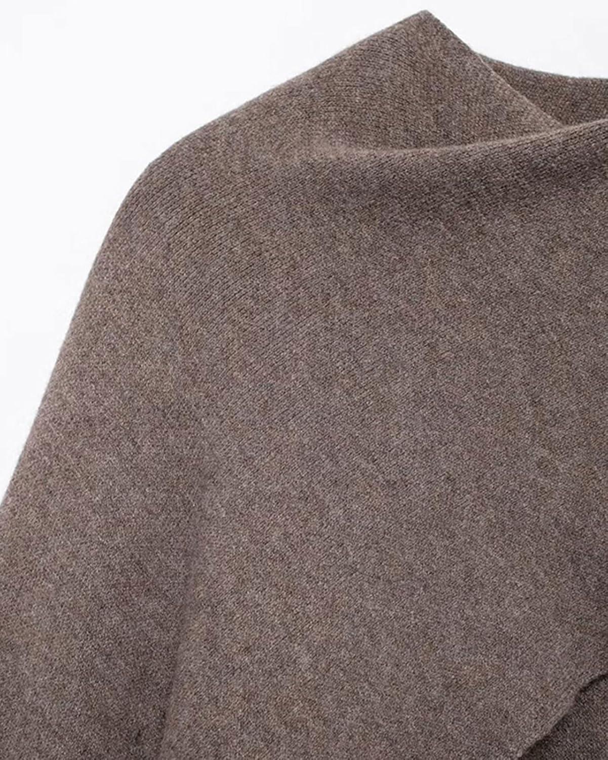 imageCHARTOU Women Large Cross Front Cape Shawl Cardigan Coat Elegant Knit Wrap Cloak Sweater Poncho JacketDark Brown