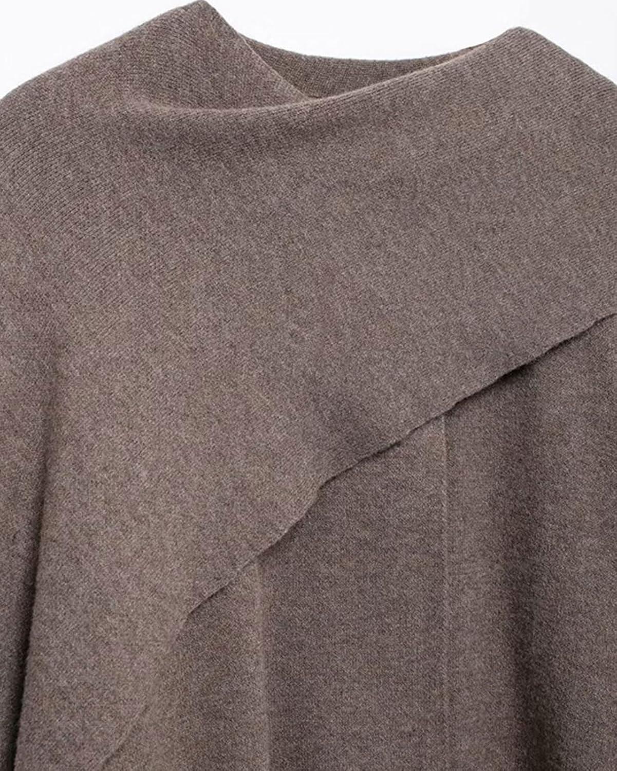 imageCHARTOU Women Large Cross Front Cape Shawl Cardigan Coat Elegant Knit Wrap Cloak Sweater Poncho JacketDark Brown