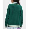 imageCHARTOU Casual Knit Zip Up Sweater for Women 2025 Fall Outfits Contrast Trim Open Front Cardigan Sweater Outwear CoatsLake Blue
