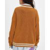 imageCHARTOU Casual Knit Zip Up Sweater for Women 2025 Fall Outfits Contrast Trim Open Front Cardigan Sweater Outwear CoatsPumpkin