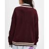 imageCHARTOU Casual Knit Zip Up Sweater for Women 2025 Fall Outfits Contrast Trim Open Front Cardigan Sweater Outwear CoatsWine