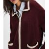 imageCHARTOU Casual Knit Zip Up Sweater for Women 2025 Fall Outfits Contrast Trim Open Front Cardigan Sweater Outwear CoatsWine