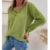 imageCHARTOU Comfort Sweater for Women 2025 Fall Outfits Hollow Out V Neck Pullover Sweater TopsGreen