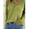 imageCHARTOU Comfort Sweater for Women 2025 Fall Outfits Hollow Out V Neck Pullover Sweater TopsGreen