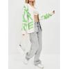 imageCHARTOU Fall Oversized Cardigan Sweaters for Women Trendy Button Down Long Sleeve Kawaii Letter Knit JumperGreen