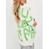 imageCHARTOU Fall Oversized Cardigan Sweaters for Women Trendy Button Down Long Sleeve Kawaii Letter Knit JumperGreen