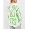 imageCHARTOU Fall Oversized Cardigan Sweaters for Women Trendy Button Down Long Sleeve Kawaii Letter Knit JumperGreen