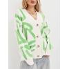 imageCHARTOU Fall Oversized Cardigan Sweaters for Women Trendy Button Down Long Sleeve Kawaii Letter Knit JumperGreen