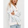 imageCHARTOU Fall Oversized Cardigan Sweaters for Women Trendy Button Down Long Sleeve Kawaii Letter Knit JumperLight Blue