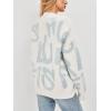 imageCHARTOU Fall Oversized Cardigan Sweaters for Women Trendy Button Down Long Sleeve Kawaii Letter Knit JumperLight Blue