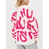 imageCHARTOU Fall Oversized Cardigan Sweaters for Women Trendy Button Down Long Sleeve Kawaii Letter Knit JumperPink