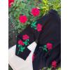imageCHARTOU Floral Sweaters for Women Crewneck Long Sleeve Pullover Sweater Casual Oversized Rose Print CardiganBlack