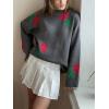 imageCHARTOU Floral Sweaters for Women Crewneck Long Sleeve Pullover Sweater Casual Oversized Rose Print CardiganGrey