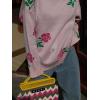 imageCHARTOU Floral Sweaters for Women Crewneck Long Sleeve Pullover Sweater Casual Oversized Rose Print CardiganPink
