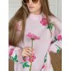 imageCHARTOU Floral Sweaters for Women Crewneck Long Sleeve Pullover Sweater Casual Oversized Rose Print CardiganPink