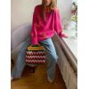 imageCHARTOU Floral Sweaters for Women Crewneck Long Sleeve Pullover Sweater Casual Oversized Rose Print CardiganRose