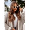 imageCHARTOU Hooded Long Knit Cardigan for Women Blcoked Color Long Sweatshirt Jacket SweaterApricot