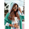 imageCHARTOU Hooded Long Knit Cardigan for Women Blcoked Color Long Sweatshirt Jacket SweaterGreen