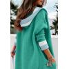imageCHARTOU Hooded Long Knit Cardigan for Women Blcoked Color Long Sweatshirt Jacket SweaterGreen
