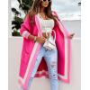 imageCHARTOU Hooded Long Knit Cardigan for Women Blcoked Color Long Sweatshirt Jacket SweaterRose