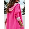 imageCHARTOU Hooded Long Knit Cardigan for Women Blcoked Color Long Sweatshirt Jacket SweaterRose