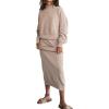 imageCHARTOU Women 2 Pieces Outfits Fall Winter Sweater Skirt Sets Oversized Tops Matching Knit Maxi SkirtApricot
