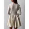 imageCHARTOU Women Basic Sweater Dress Long Sleeve Pleated Flared Knitted Short DressesCream