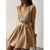 imageCHARTOU Women Basic Sweater Dress Long Sleeve Pleated Flared Knitted Short DressesKhaki