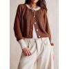 imageCHARTOU Women Button Up Cable Knit Sweater Jacket Fall Color Block Short Knitted Cropped Cardigan Sweater Y2k Crop TopCoffee