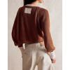 imageCHARTOU Women Button Up Cable Knit Sweater Jacket Fall Color Block Short Knitted Cropped Cardigan Sweater Y2k Crop TopCoffee