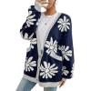 imageCHARTOU Women Cardigan Sweater Oversized Button Down V Neck Open Front Floral Sweater Tops with PocketsNavy