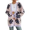 imageCHARTOU Women Cardigan Sweater Oversized Button Down V Neck Open Front Floral Sweater Tops with PocketsPink