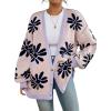 imageCHARTOU Women Cardigan Sweater Oversized Button Down V Neck Open Front Floral Sweater Tops with PocketsPink