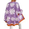imageCHARTOU Women Cardigan Sweater Oversized Button Down V Neck Open Front Floral Sweater Tops with PocketsPurple