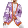 imageCHARTOU Women Cardigan Sweater Oversized Button Down V Neck Open Front Floral Sweater Tops with PocketsPurple