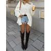 imageCHARTOU Women Cardigan Sweaters Oversized Chunky Cable Knit Button Down Open Front CardigansWhite