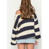 imageCHARTOU Women Chunky Knit Cable Pullover Sweater Oversized V Neck Long Sleeve Off Shoulder Tops Fall OutfitsBlack