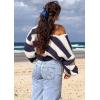 imageCHARTOU Women Chunky Knit Cable Pullover Sweater Oversized V Neck Long Sleeve Off Shoulder Tops Fall OutfitsBlack