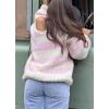 imageCHARTOU Women Chunky Knit Cable Pullover Sweater Oversized V Neck Long Sleeve Off Shoulder Tops Fall OutfitsPink