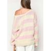 imageCHARTOU Women Chunky Knit Cable Pullover Sweater Oversized V Neck Long Sleeve Off Shoulder Tops Fall OutfitsPink