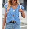 imageCHARTOU Women Chunky Knit Vest Button Down Sleeveless Sweater Tank Tops Going Out OutfitsBlue
