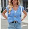 imageCHARTOU Women Chunky Knit Vest Button Down Sleeveless Sweater Tank Tops Going Out OutfitsBlue