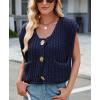 imageCHARTOU Women Chunky Knit Vest Button Down Sleeveless Sweater Tank Tops Going Out OutfitsNavy