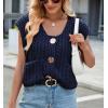 imageCHARTOU Women Chunky Knit Vest Button Down Sleeveless Sweater Tank Tops Going Out OutfitsNavy