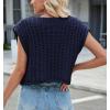 imageCHARTOU Women Chunky Knit Vest Button Down Sleeveless Sweater Tank Tops Going Out OutfitsNavy